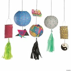Deals 🛒 12" & 18" 90s Hanging Paper Lanterns - 5 Pc. ⭐