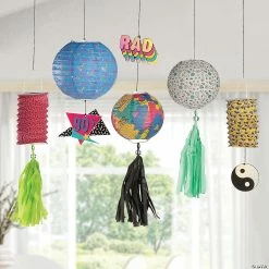 Deals 🛒 12" & 18" 90s Hanging Paper Lanterns - 5 Pc. ⭐ -Cheap Reunion Party Supplies Shop 12 and 18 90s hanging paper lanterns 5 pc 13901886 a02