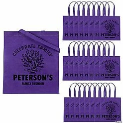 Outlet 🤩 15" x 17" Personalized Large Purple Family Tree Nonwoven Tote Bags - 24 Pc. 🧨