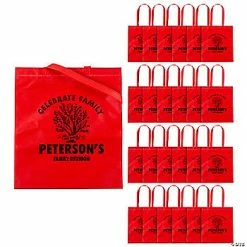 Best Sale 😍 15" x 17" Personalized Large Red Family Tree Nonwoven Tote Bags - 24 Pc. ⌛