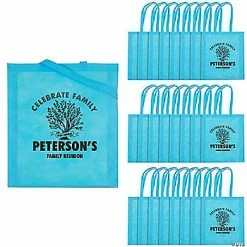 Buy 👏 15" x 17" Personalized Large Light Blue Family Tree Nonwoven Tote Bags - 24 Pc. ❤️
