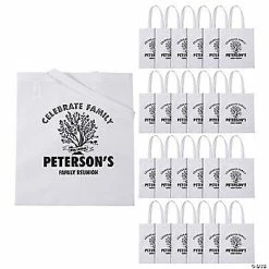 Coupon 💯 15" x 17" Personalized Large White Family Tree Nonwoven Tote Bags - 24 Pc. ✔️