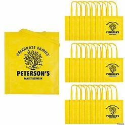 Promo 🔥 15" x 17" Personalized Large Yellow Family Tree Nonwoven Tote Bags - 24 Pc. 😍