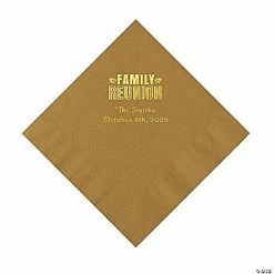 Promo 😍 Gold Family Reunion Personalized Napkins with Gold Foil – 50 Pc. Luncheon 🔔