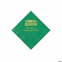 Best Sale 🤩 Green Family Reunion Personalized Napkins with Gold Foil - 50 Pc. Beverage 🌟
