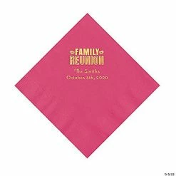 Outlet ✨ Hot Pink Family Reunion Personalized Napkins with Gold Foil - 50 Pc. Luncheon 😀