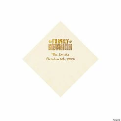Brand new 💯 Ivory Family Reunion Personalized Napkins with Gold Foil - 50 Pc. Beverage 🛒