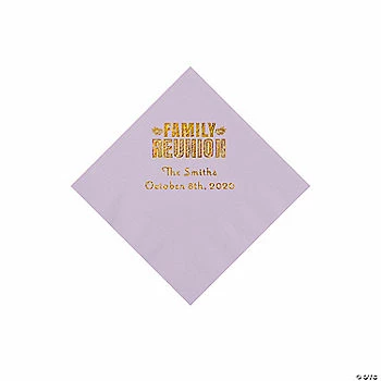Best Sale 🌟 Lilac Family Reunion Personalized Napkins with Gold Foil - 50 Pc. Beverage ✨ 1 Best Sale 🌟 Lilac Family Reunion Personalized Napkins with Gold Foil - 50 Pc. Beverage ✨