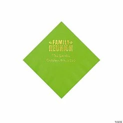Best Pirce 🎁 Lime Green Family Reunion Personalized Napkins with Gold Foil - 50 Pc. Beverage 🧨