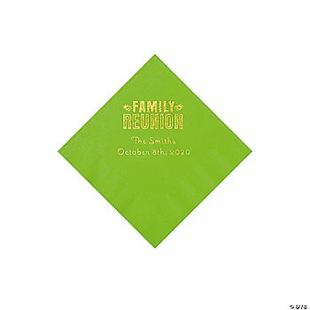 Best Pirce ๐ Lime Green Family Reunion Personalized Napkins with Gold Foil - 50 Pc. Beverage ๐งจ 1 Best Pirce ๐ Lime Green Family Reunion Personalized Napkins with Gold Foil - 50 Pc. Beverage ๐งจ