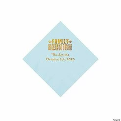Budget 🥰 Light Blue Family Reunion Personalized Napkins with Gold Foil - 50 Pc. Beverage 😉