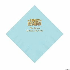 New 😉 Light Blue Family Reunion Personalized Napkins with Gold Foil - 50 Pc. Luncheon 🧨