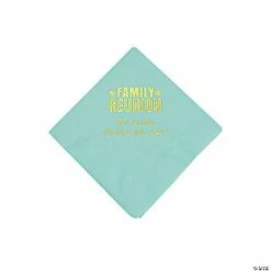 Best Pirce 🎉 Mint Green Family Reunion Personalized Napkins with Gold Foil - 50 Pc. Beverage 😍