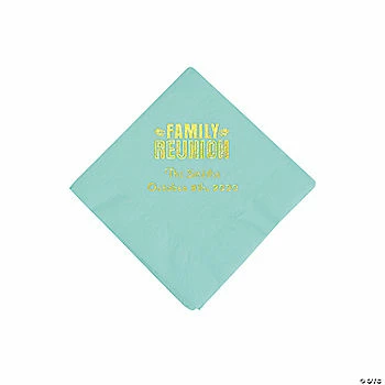 Best Pirce ๐ Mint Green Family Reunion Personalized Napkins with Gold Foil - 50 Pc. Beverage ๐ 1 Best Pirce ๐ Mint Green Family Reunion Personalized Napkins with Gold Foil - 50 Pc. Beverage ๐
