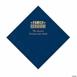 Deals 🌟 Navy Blue Family Reunion Personalized Napkins with Gold Foil - 50 Pc. Luncheon 👍