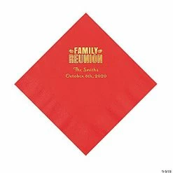Discount 👏 Red Family Reunion Personalized Napkins with Gold Foil - 50 Pc. Luncheon 😀