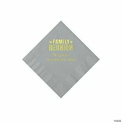 New ⭐ Silver Family Reunion Personalized Napkins with Gold Foil - 50 Pc. Beverage 😍
