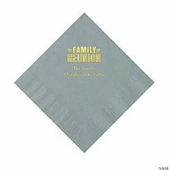 Best Sale 😍 Silver Family Reunion Personalized Napkins with Gold Foil - 50 Pc. Luncheon 🛒