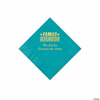 Best Sale ๐ฅฐ Turquoise Family Reunion Personalized Napkins with Gold Foil - 50 Pc. Beverage ๐ 3 Best Sale ๐ฅฐ Turquoise Family Reunion Personalized Napkins with Gold Foil - 50 Pc. Beverage ๐ -Cheap Reunion Party Supplies Shop 13947614