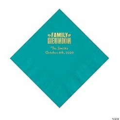 Cheapest 💯 Turquoise Family Reunion Personalized Napkins with Gold Foil - 50 Pc. Luncheon 🥰