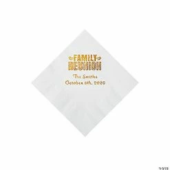 Coupon 🔥 White Family Reunion Personalized Napkins with Gold Foil - 50 Pc. Beverage 🎁