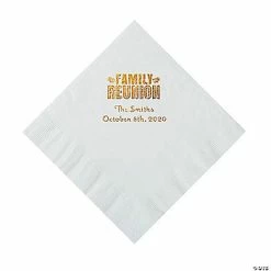 Coupon 😀 White Family Reunion Personalized Napkins with Gold Foil - 50 Pc. Luncheon 🧨