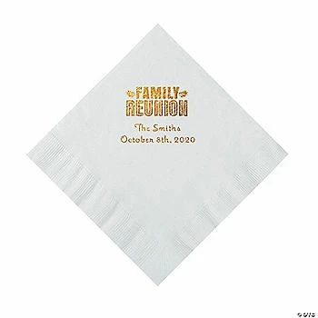 Coupon ๐ White Family Reunion Personalized Napkins with Gold Foil - 50 Pc. Luncheon ๐งจ 1 Coupon ๐ White Family Reunion Personalized Napkins with Gold Foil - 50 Pc. Luncheon ๐งจ