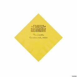 Buy 🤩 Yellow Family Reunion Personalized Napkins with Gold Foil - 50 Pc. Beverage 💯