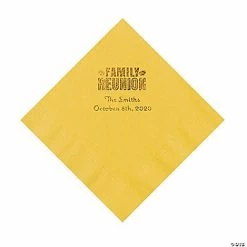 Coupon 👍 Yellow Family Reunion Personalized Napkins with Gold Foil - 50 Pc. Luncheon 🛒