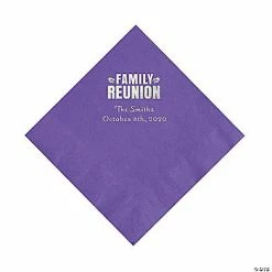 Wholesale ❤️ Amethyst Family Reunion Personalized Napkins with Silver Foil - 50 Pc. Luncheon 😍