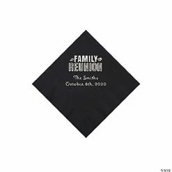 Cheapest 😍 Black Family Reunion Personalized Napkins with Silver Foil - 50 Pc. Beverage 🎁