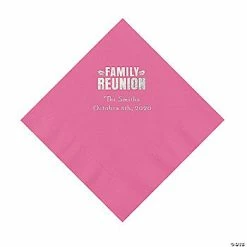 Top 10 😍 Candy Pink Family Reunion Personalized Napkins with Silver Foil - 50 Pc. Luncheon 💯