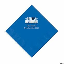 Best reviews of 👍 Cobalt Blue Family Reunion Personalized Napkins with Silver Foil - 50 Pc. Luncheon 🎉
