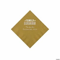Outlet 🌟 Gold Family Reunion Personalized Napkins with Silver Foil – 50 Pc. Beverage 😍