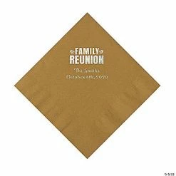 Discount ⭐ Gold Family Reunion Personalized Napkins with Silver Foil – 50 Pc. Luncheon 👍