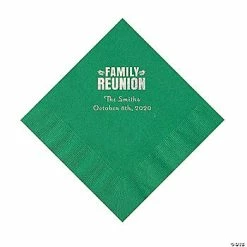 Deals 🥰 Green Family Reunion Personalized Napkins with Silver Foil - 50 Pc. Luncheon ⌛