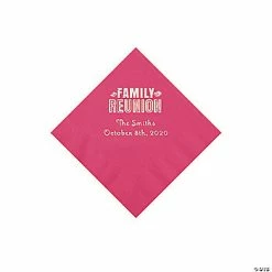 Deals 🎁 Hot Pink Family Reunion Personalized Napkins with Silver Foil - 50 Pc. Beverage 🎁
