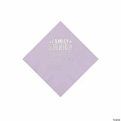 New 🥰 Lilac Family Reunion Personalized Napkins with Silver Foil - 50 Pc. Beverage 🎁