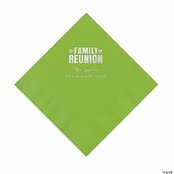 Discount 😉 Lime Green Family Reunion Personalized Napkins with Silver Foil - 50 Pc. Luncheon 😉