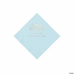 Cheap 🤩 Light Blue Family Reunion Personalized Napkins with Silver Foil - 50 Pc. Beverage 💯