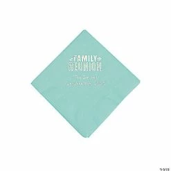 Brand new 🥰 Mint Green Family Reunion Personalized Napkins with Silver Foil - 50 Pc. Beverage ⭐