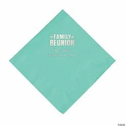 Promo 🥰 Mint Green Family Reunion Personalized Napkins with Silver Foil - 50 Pc. Luncheon ✔️