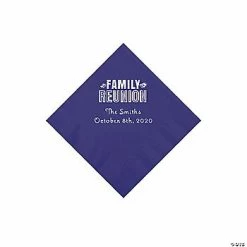 Brand new 🔥 Purple Family Reunion Personalized Napkins with Silver Foil - 50 Pc. Beverage 👍
