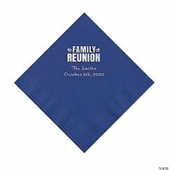Promo ⭐ Purple Family Reunion Personalized Napkins with Silver Foil - 50 Pc. Luncheon 🔥
