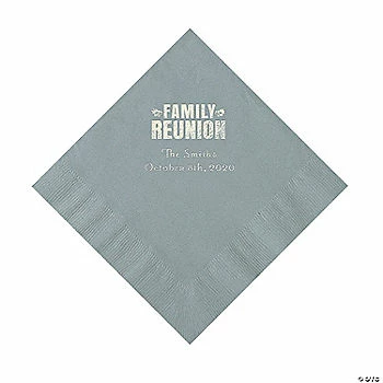 Cheap ✨ Silver Family Reunion Personalized Napkins with Silver Foil - 50 Pc. Luncheon 🥰 1 Cheap ✨ Silver Family Reunion Personalized Napkins with Silver Foil - 50 Pc. Luncheon 🥰