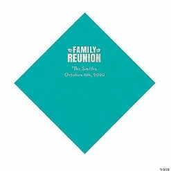Budget 💯 Teal Family Reunion Personalized Napkins with Silver Foil - 50 Pc. Luncheon 🧨