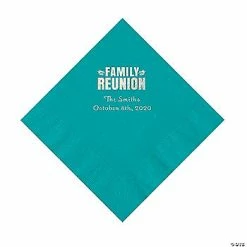 Brand new 🌟 Turquoise Family Reunion Personalized Napkins with Silver Foil - 50 Pc. Luncheon 🎉