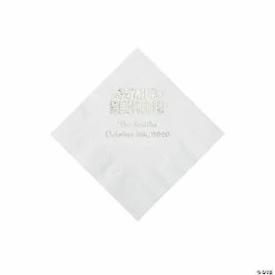 Budget 🌟 White Family Reunion Personalized Napkins with Silver Foil - 50 Pc. Beverage ✔️