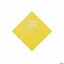Hot Sale 😍 Yellow Family Reunion Personalized Napkins with Silver Foil - 50 Pc. Beverage ❤️