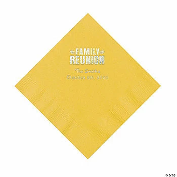 Discount ๐ Yellow Family Reunion Personalized Napkins with Silver Foil - 50 Pc. Luncheon ๐ฅ 1 Discount ๐ Yellow Family Reunion Personalized Napkins with Silver Foil - 50 Pc. Luncheon ๐ฅ